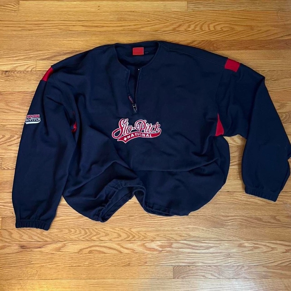 Navy Lightweight Pullover Jacket Half-zip Oversized